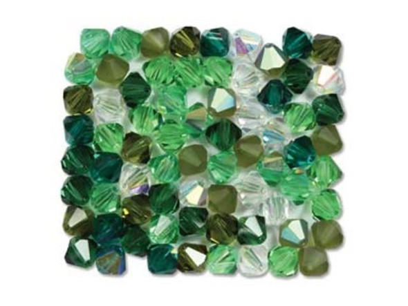 Preciosa Crystal Bicone Bead Mix, 6mm - Evergreen (72 pcs)