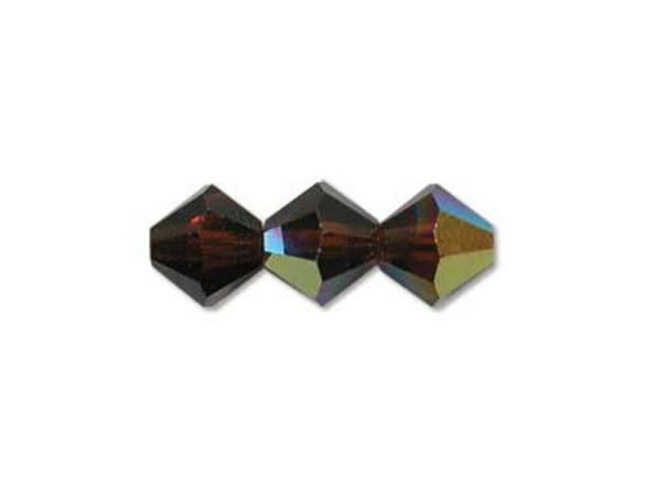 Preciosa Crystal Bicone Bead, 6mm - Smoked Topaz AB (72 pcs)