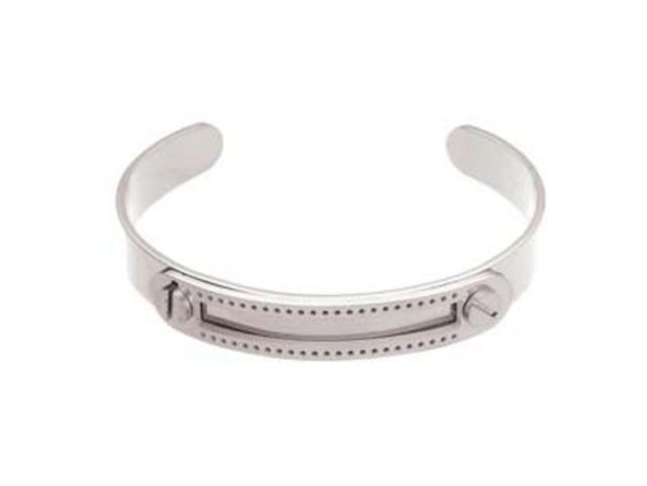 Centerline Cuff w Beadable Plate, 7.63x.38" - Rhodium Plated (Each)