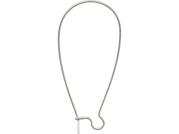 Silver Plated Kidney Ear Wire, 37mm (72 pcs)