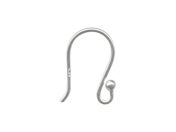 Sterling Silver French Hook Earring Wires, Ball End, Short (10 pair)