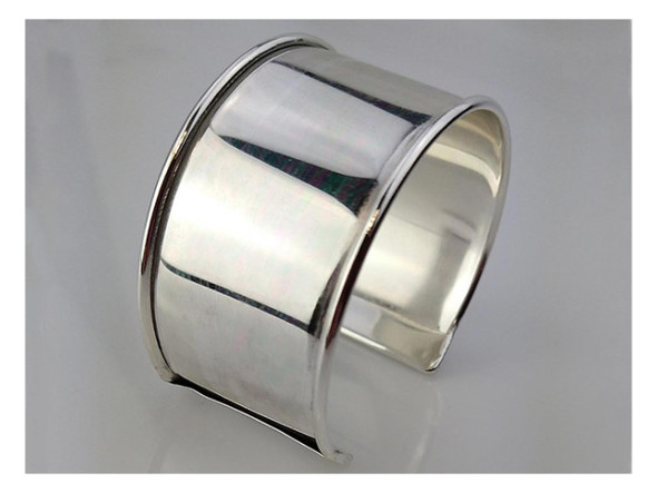 Cuff Bracelet with Edges, 1-1/4" - Silver Plated (Each)