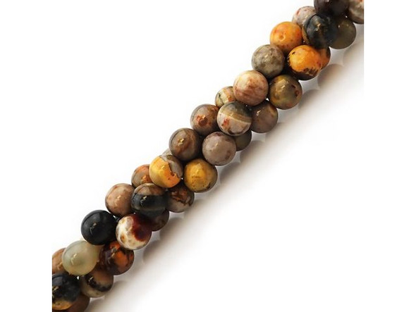 Bumble Bee Jasper Gemstone Bead, Round, 8mm (strand)