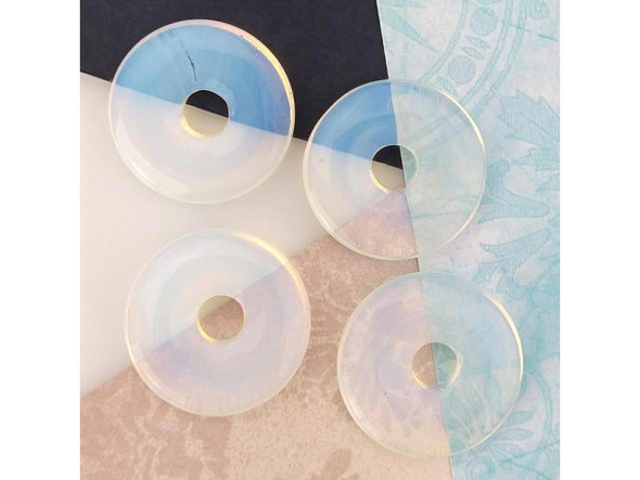 Opalite Glass Donut, 25mm (Each)