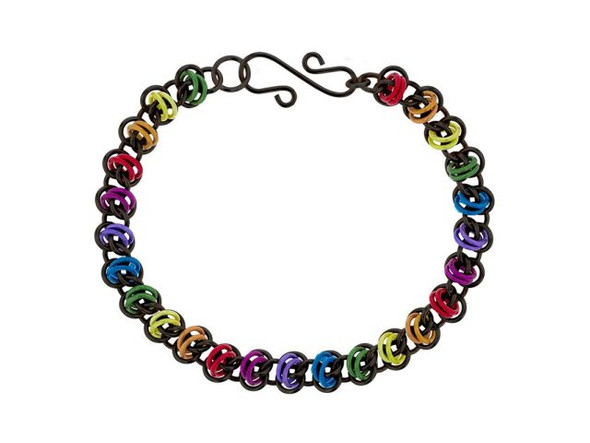 Weave Got Maille Double Orbital Chain Maille Bracelet Kit - Black Rainbow (Each)