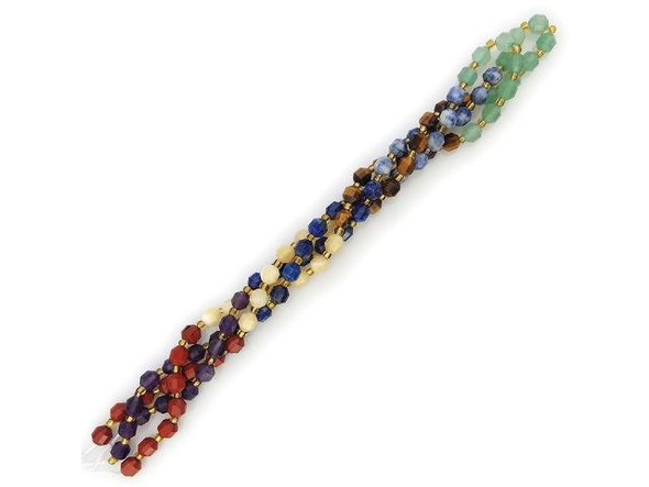 6mm Lantern Faceted Energy Tube Chakra Mix, 2, Gemstone Beads (strand)