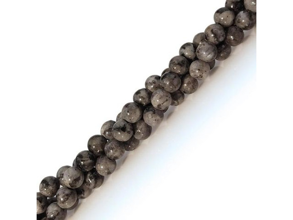 Larvikite Gemstone Beads, 8mm Round with Large Hole (strand)