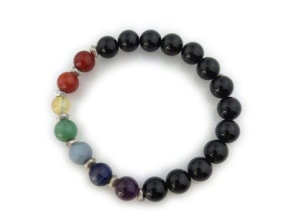 Matte Chakra Assortment, 2, Gemstone Beads, 8mm Round (strand)