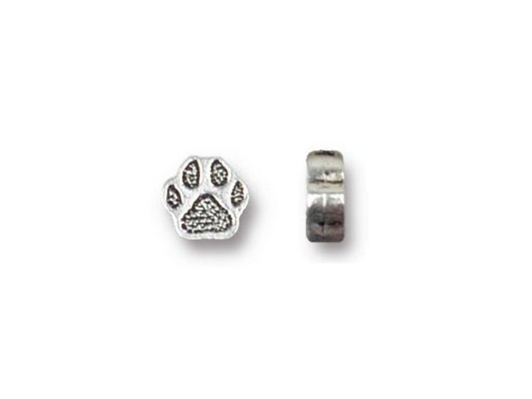 TierraCast Paw Bead - Antiqued Silver Plated (Each)