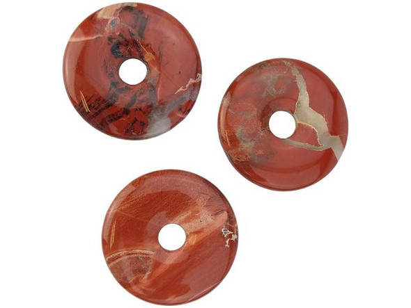 White Lace Red Jasper is a variant of red jasper. They have a similar dark red to burnt orange base color, as red jasper, but tend to have wider stripes of dark gray to black, and/or stripes and bands of clear quartz or lacy white, off-white and light yellow. Red jaspers are favored by by gemstone healers for regulating metabolic energy and promoting physical stamina. They are also believed to have the ability to send negative energy back to the sender, the way a mirror reflects light. Red jasper beads are a popular choice for the sacral (base) chakra, in chakra jewelry.  Find related items below, and find out more about jasper in our Gemstone Index.