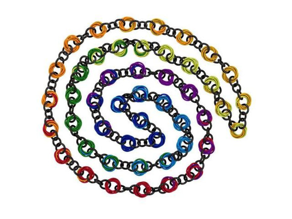 Weave Got Maille Black Rainbow Ombre Color Wheel Necklace/ Lanyard Chain Maille Kit (Each)