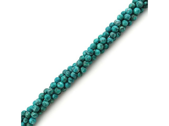 Crazy Lace Calcite 6mm Round Gemstone Beads, Turquoise Green (strand)