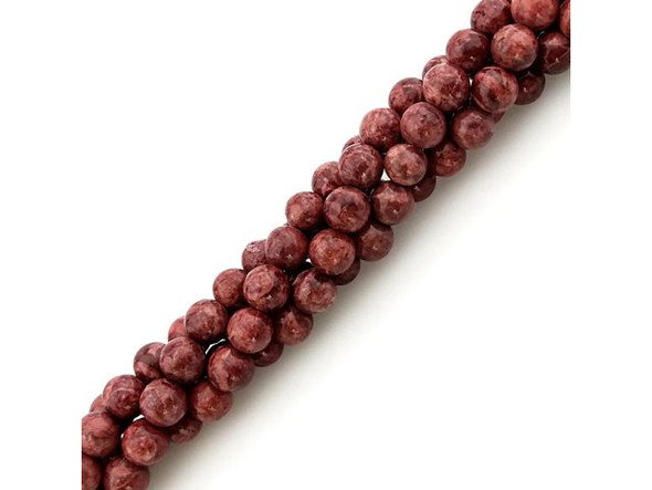 Crazy Lace Calcite 6mm Round Gemstone Beads, Red (strand)