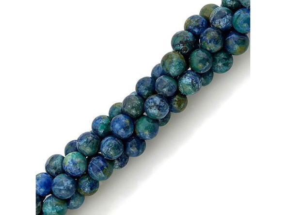Crazy Lace Calcite 6mm Round Gemstone Beads, Azurite (strand)