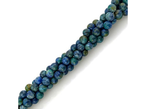 Crazy Lace Calcite 6mm Round Gemstone Beads, Azurite (strand)