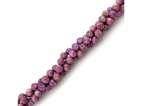 Crazy Lace Calcite 6mm Round Gemstone Beads, Pink (strand)