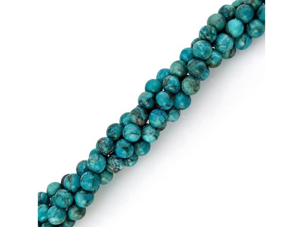 Crazy Lace Calcite 6mm Round Gemstone Beads, Sky Blue (strand)