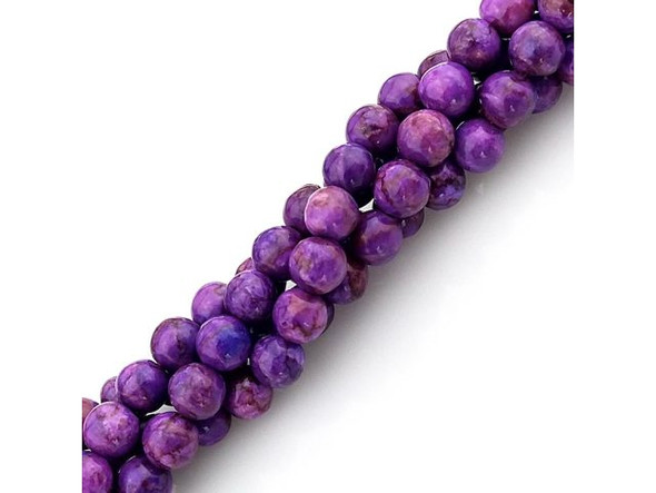 Crazy Lace Calcite 6mm Round Gemstone Beads, Purple (strand)