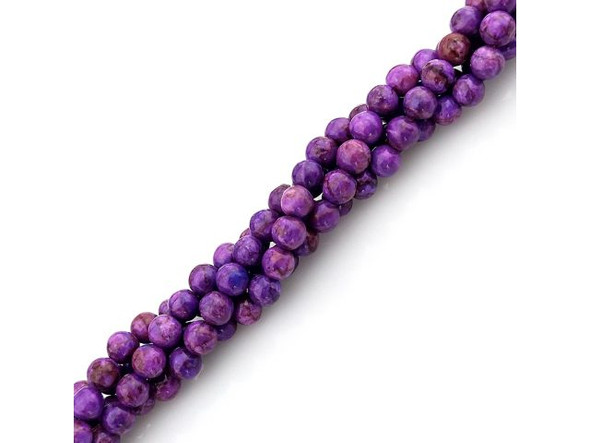 Crazy Lace Calcite 6mm Round Gemstone Beads, Purple (strand)