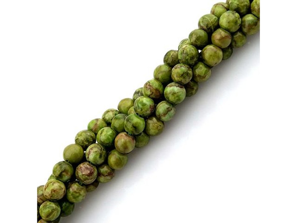 Crazy Lace Calcite 6mm Round Gemstone Beads, Olive (strand)