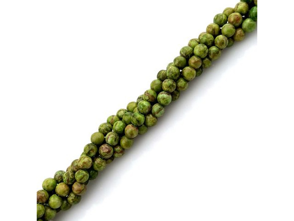 Crazy Lace Calcite 6mm Round Gemstone Beads, Olive (strand)