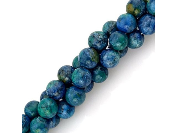 Crazy Lace Calcite 8mm Round Gemstone Beads, Azurite (strand)