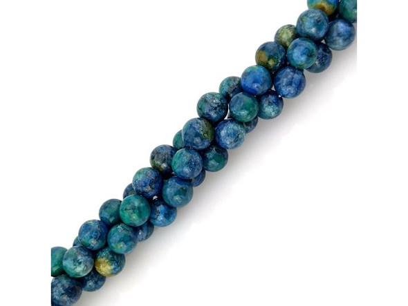 Crazy Lace Calcite 8mm Round Gemstone Beads, Azurite (strand)