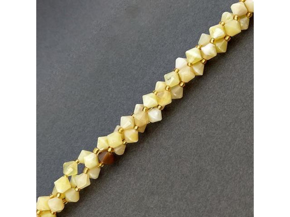 Yellow Opal 8mm Faceted Bicone Gemstone Bead (strand)