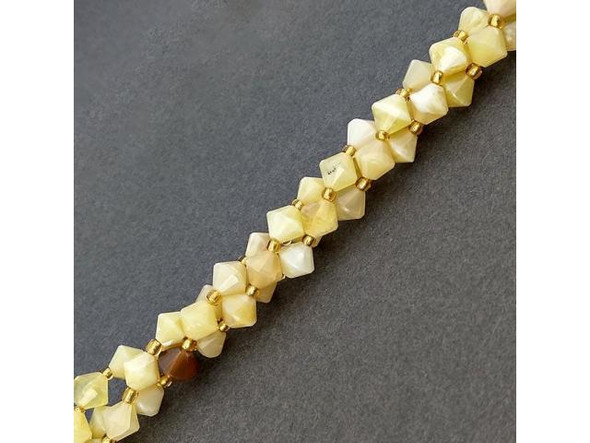 Yellow Opal 8mm Faceted Bicone Gemstone Bead (strand)