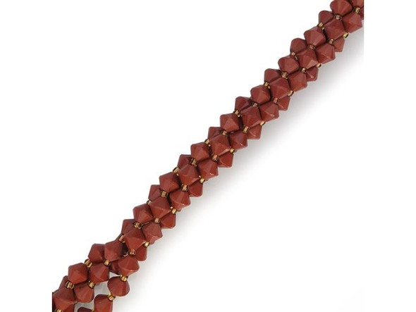 Red Jasper 8mm Faceted Bicone Gemstone Bead (strand)