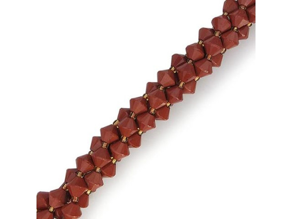 Red Jasper 8mm Faceted Bicone Gemstone Bead (strand)