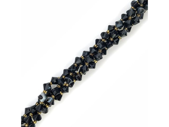 Black Sardonyx 8mm Faceted Bicone Gemstone Bead (strand)