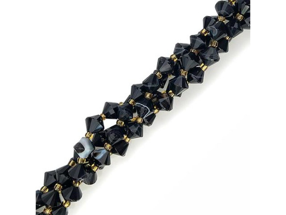 Black Sardonyx 8mm Faceted Bicone Gemstone Bead (strand)