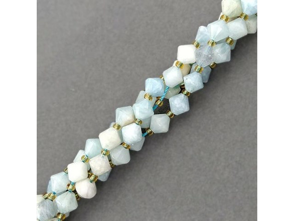 Aquamarine 8mm Faceted Bicone Gemstone Bead (strand)