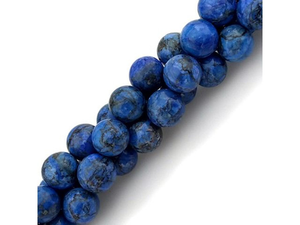 Crazy Lace Calcite 10mm Round Gemstone Beads, Blue (strand)