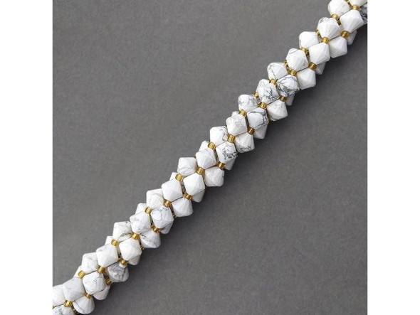 Howlite 8mm Faceted Bicone Gemstone Bead (strand)