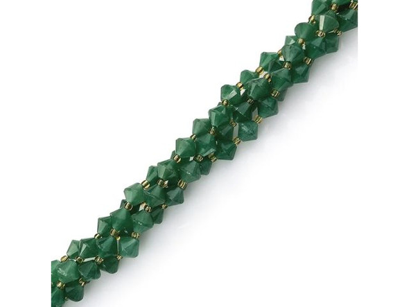Green Aventurine 8mm Faceted Bicone Gemstone Bead (strand)
