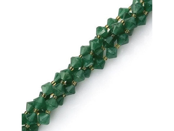 Green Aventurine 8mm Faceted Bicone Gemstone Bead (strand)