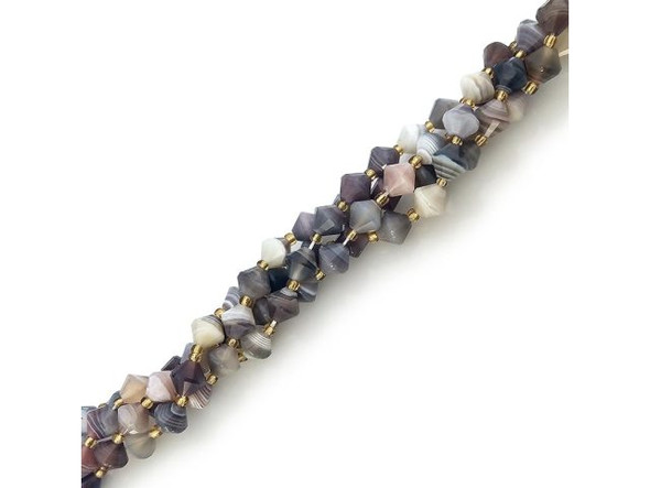 Botswana Agate 8mm Faceted Bicone Gemstone Bead (strand)