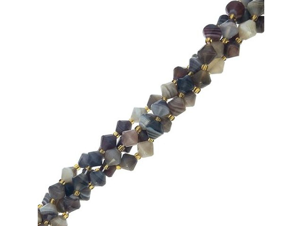 Botswana Agate 8mm Faceted Bicone Gemstone Bead (strand)