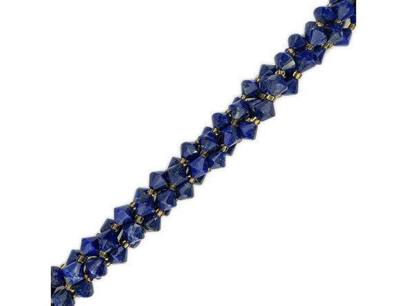 Lapis Lazuli 8mm Faceted Bicone Gemstone Bead (strand)
