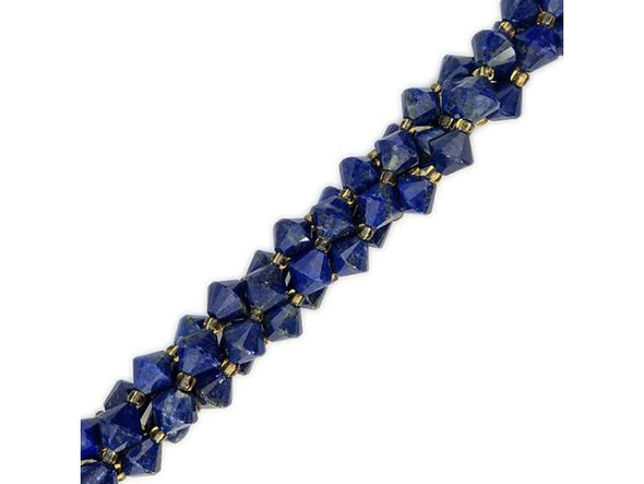 Lapis Lazuli 8mm Faceted Bicone Gemstone Bead (strand)