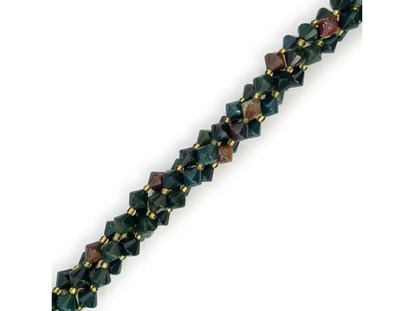 Bloodstone 8mm Faceted Bicone Gemstone Bead (strand)