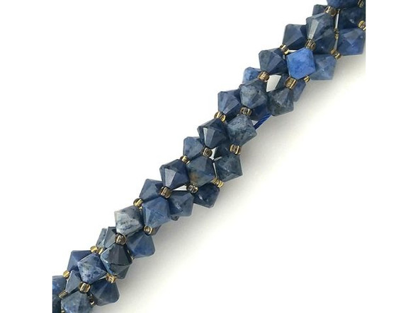 Dumortierite 8mm Faceted Bicone Gemstone Bead (strand)