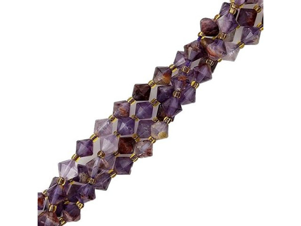 Cacoxenite 8mm Faceted Bicone Gemstone Bead (strand)