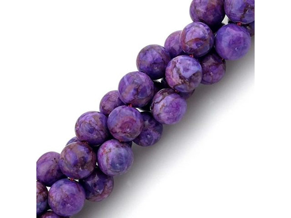 Crazy Lace Calcite 10mm Round Gemstone Beads, Purple (strand)