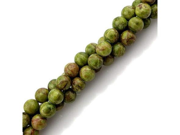 Crazy Lace Calcite 8mm Round Gemstone Beads, Olive (strand)