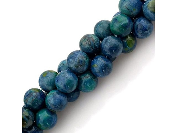 Crazy Lace Calcite 10mm Round Gemstone Beads, Azurite (strand)