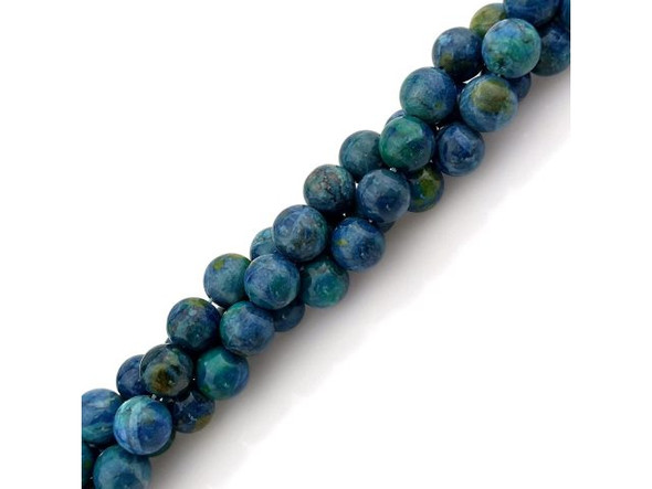 Crazy Lace Calcite 10mm Round Gemstone Beads, Azurite (strand)