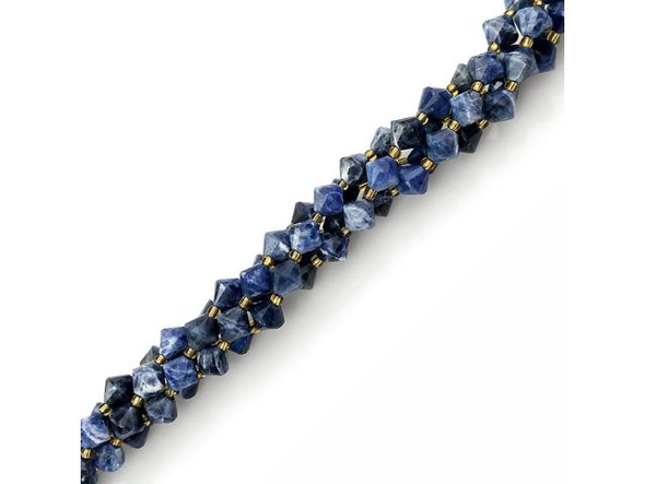 Sodalite 8mm Faceted Bicone Gemstone Bead (strand)